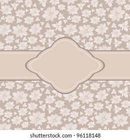 Vintage styled card with floral ornament background.