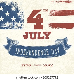 Vintage styled card for Fourth July Celebration. Vector, EPS10