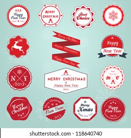 Vintage Styled Christmas and New Year Label Collection