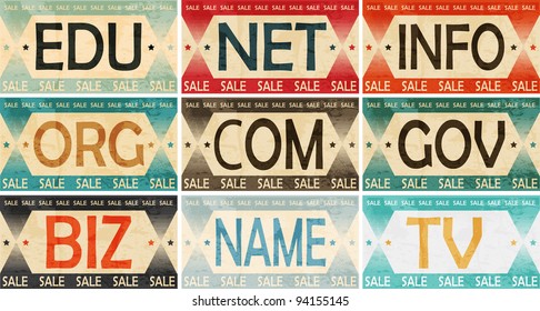 Vintage Styled Domain names Label collection