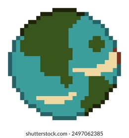 Antiguas Styled Earth, ícono del arte del pixel, aislado