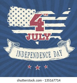 Vintage styled independence day poster. Vector, EPS10