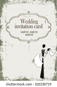 Vintage styled invitation wedding card