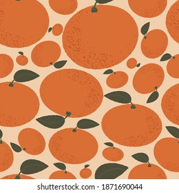 Vintage styled pattern with tangerines and oranges. Can be used as background, wrapping paper, wallpaper, fabric, etc.