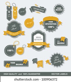 Vintage Styled Premium Quality  Labels and Ribbons collection with black grungy design.