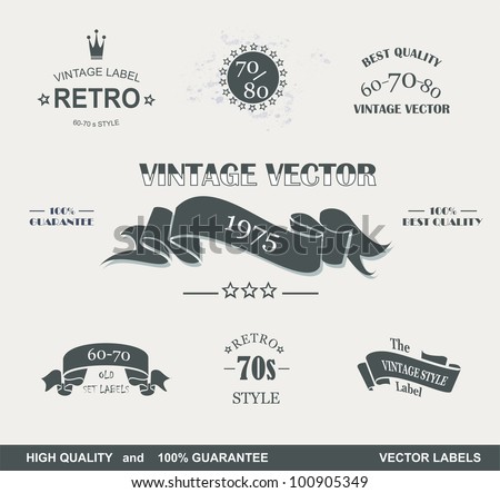 Vintage Styled Premium Quality  Labels and Ribbons collection with black grungy design.