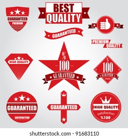 Vintage Styled Premium Quality and Satisfaction Guarantee Label Collection with Red Design