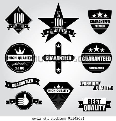Vintage Styled Premium Quality and Satisfaction Guarantee Label Collection with Black Design