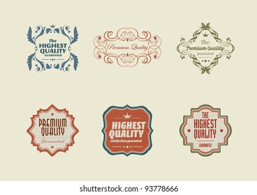 Vintage styled retro stickers with ornaments