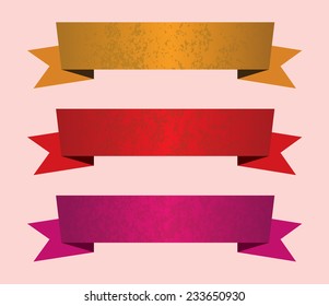 Vintage Styled Ribbons Collection. Abstract three banners.