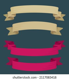 Vintage Styled Ribbons Collection of old vintage ribbon banners and drawing in engraving style with word Welcome, Open and Invitation. Hand drawn design element. Illustration