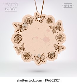 Vintage styled vignette frame. Sale banner on the rope. Eps 10 vector illustration