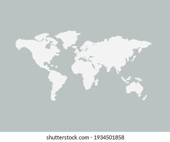 Vintage styled World map illustration isolated white on blue background. Vector illustration