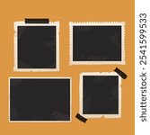 vintage styles photo frame brown color vector