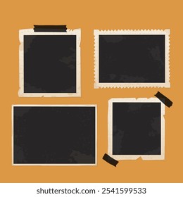 vintage styles photo frame brown color vector