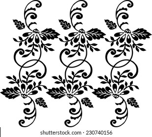 Vintage style.Vector Line of black.Batik design.