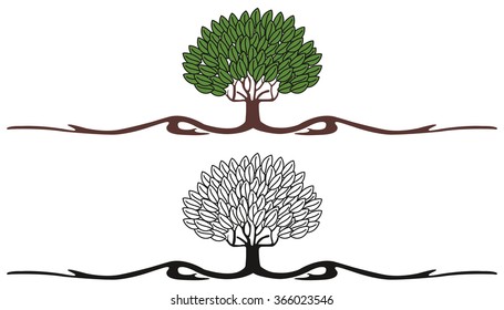 vintage stylish art nouveau tree in two versions