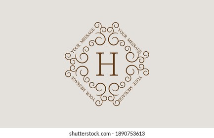 Vintage stylish decorative monogram with possible inscription and letter H. Exclusive brown logo on a light background for cafe, business symbol, restaurant, hotel, invitations, menus, labels, fashion