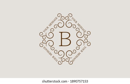 Monograma decorativo de estilo vintage con posible inscripción y letra B. Logo marrón exclusivo en un fondo claro para café, símbolo de negocios, restaurante, hotel, invitaciones, menús, etiquetas, moda