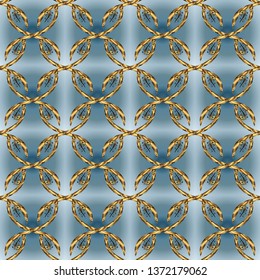 Vintage. Stylish fabric pattern. Seamless Doodles blue, neutral and brown on colors. Vector.