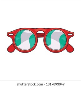 Vintage stylish glasses vector isolated on white background. Optics, see well, eyesight,  lens, vintage, trend. Hygge glasses vector illustration. Sunglasses vector isolated. 