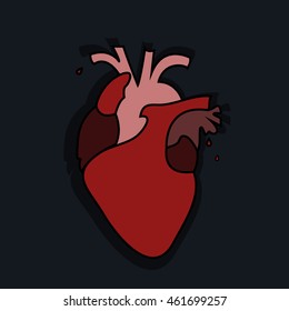 Vintage stylish illustration of human heart