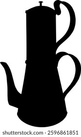 Vintage stylish silhouette black white coffee tea kitchen cafe pots vector