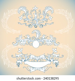 Vintage stylized baroque design elements. Can be used for cards, invitations, fabrics, wallpapers, scrap-booking, ornamental template for design and decoration, etc