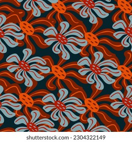 Vintage stylized flowers background. Decorative retro abstract bud flower seamless pattern. For fabric design, textile print, wrapping paper, cover. Vector illustration