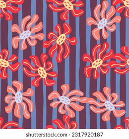 Vintage stylized flowers background. Decorative retro abstract bud flower seamless pattern. For fabric design, textile print, wrapping paper, cover. Vector illustration