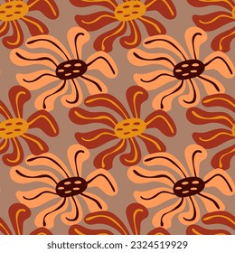 Vintage stylized flowers background. Decorative retro abstract bud flower seamless pattern. For fabric design, textile print, wrapping paper, cover. Vector illustration