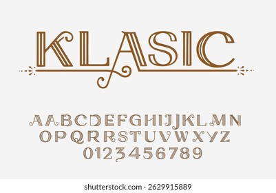vintage stylized font and alphabet. modern style, this font can be used for logotypes