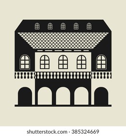 Vintage stylized house, vector illustration