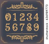 Vintage stylized numbers with floral elements. Vector illustration.