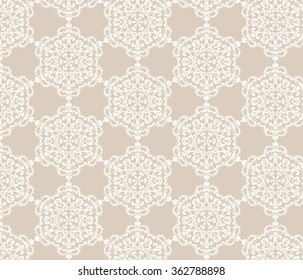 Vintage stylized ornament pattern in beige. Vector 