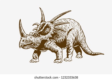 Vintage styracosaurus,graphical illustration,retro background