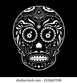 Vintage sugar skull hand drawn vector