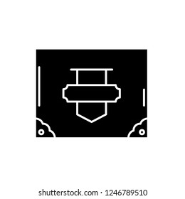 Vintage suitcase black icon, vector sign on isolated background. Vintage suitcase concept symbol, illustration 