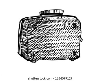 Vintage suitcase. Monochrome object. Vector illustration