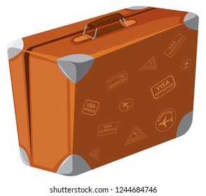 A vintage suitcase on white background illustration
