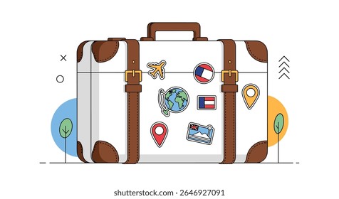 Vintage Suitcase Packed with Travel Destinations and Global Adventures Awaiting Exploration