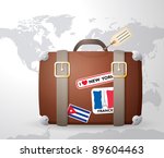 Vintage suitcase with stickers