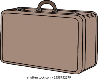 Vintage suitcase for travel. Retro case for luggage. Empty bag, box, container for goods. Vector illustration in flat style