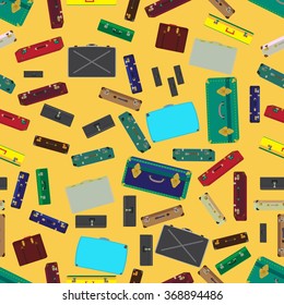 Vintage suitcases. Seamless  background pattern. Vector illustration.