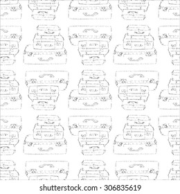Vintage suitcases. Sketch illustration in vector. Seamless background for packaging, wallpaper or web design.