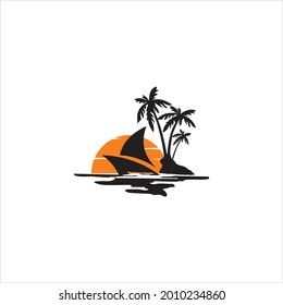 Vintage Summer, Beach summer Logo Design Template 