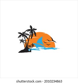 Vintage Summer, Beach summer Logo Design Template 