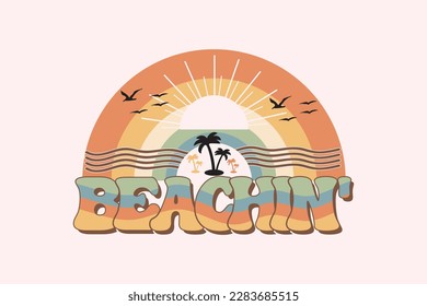 Vintage summer beach t-shirt design, Retro t-shirt design for print, Retro summer