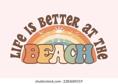 Vintage summer beach t-shirt design, Retro t-shirt design for print, Retro summer