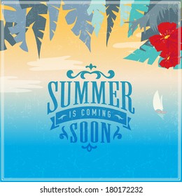 vintage summer billboard with sticker design part journey drive classic vacation summertime scenery landscape palm tour abstract holiday trip scene travel earth sky tropic ocean blue voyage seashore s